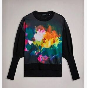 Ted Baker Black Sweater with Multicolor Floral Print